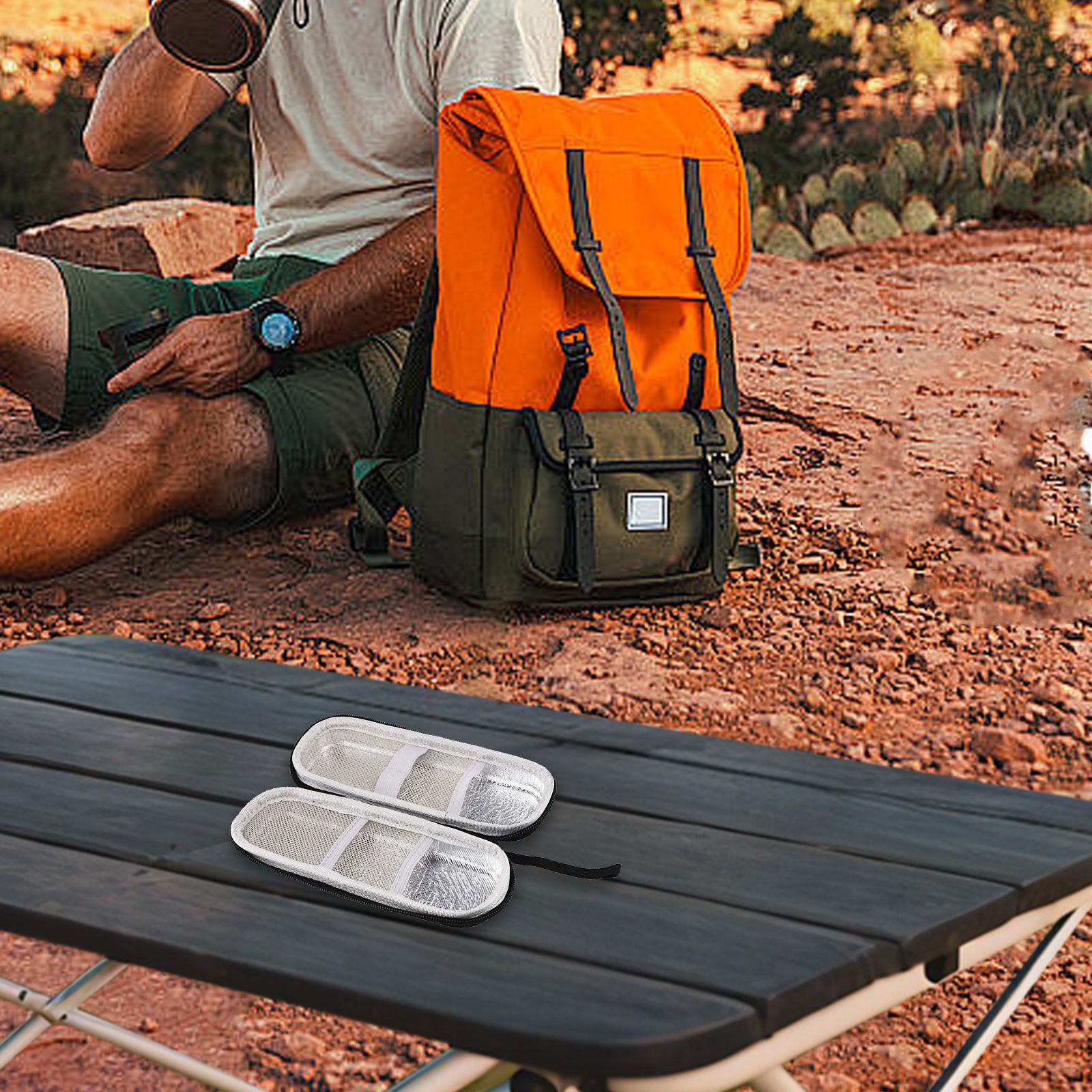 Camping Friendly Freezer Bag with Mesh Storage Compartment and Insulation