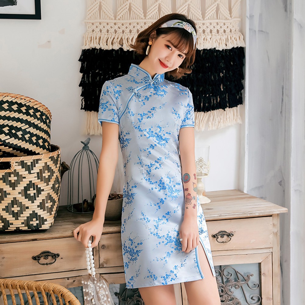 Fashionable Womens Short Cheongsam Dress Great for New Year Celebrations - Picture 13 of 36