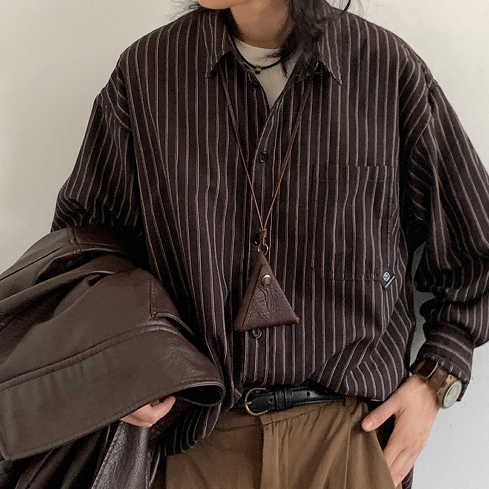 A Must Have Casual Unisex Loose Fit Striped Long Sleeve Fashion Shirts - Zdjęcie 10 z 16