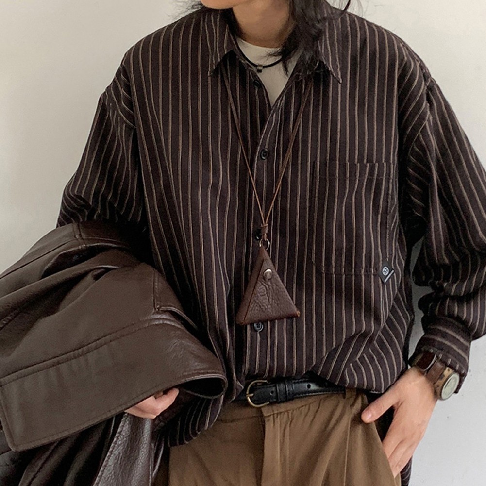 A Must Have Casual Unisex Loose Fit Striped Long Sleeve Fashion Shirts - Zdjęcie 3 z 16
