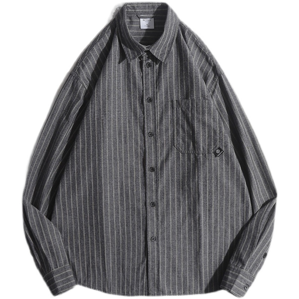 A Must Have Casual Unisex Loose Fit Striped Long Sleeve Fashion Shirts - Zdjęcie 7 z 16