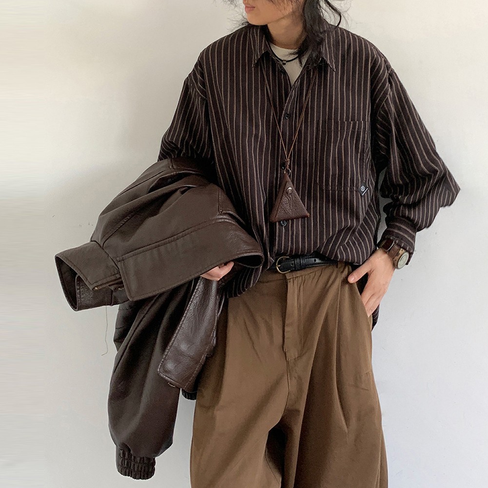 A Must Have Casual Unisex Loose Fit Striped Long Sleeve Fashion Shirts - Zdjęcie 2 z 16