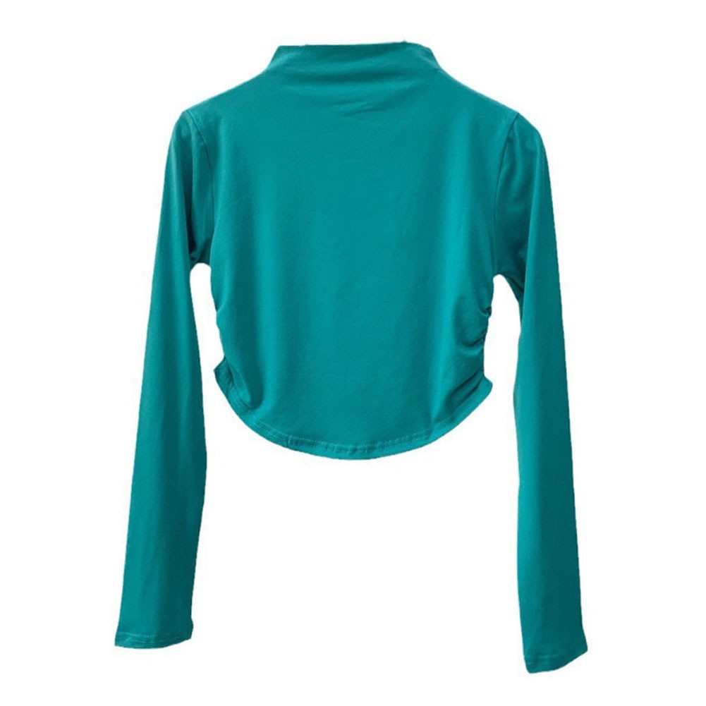 Long Sleeve Tshirt Women High Collar Casual Crop Top for Autumn Fashion - Picture 13 of 16