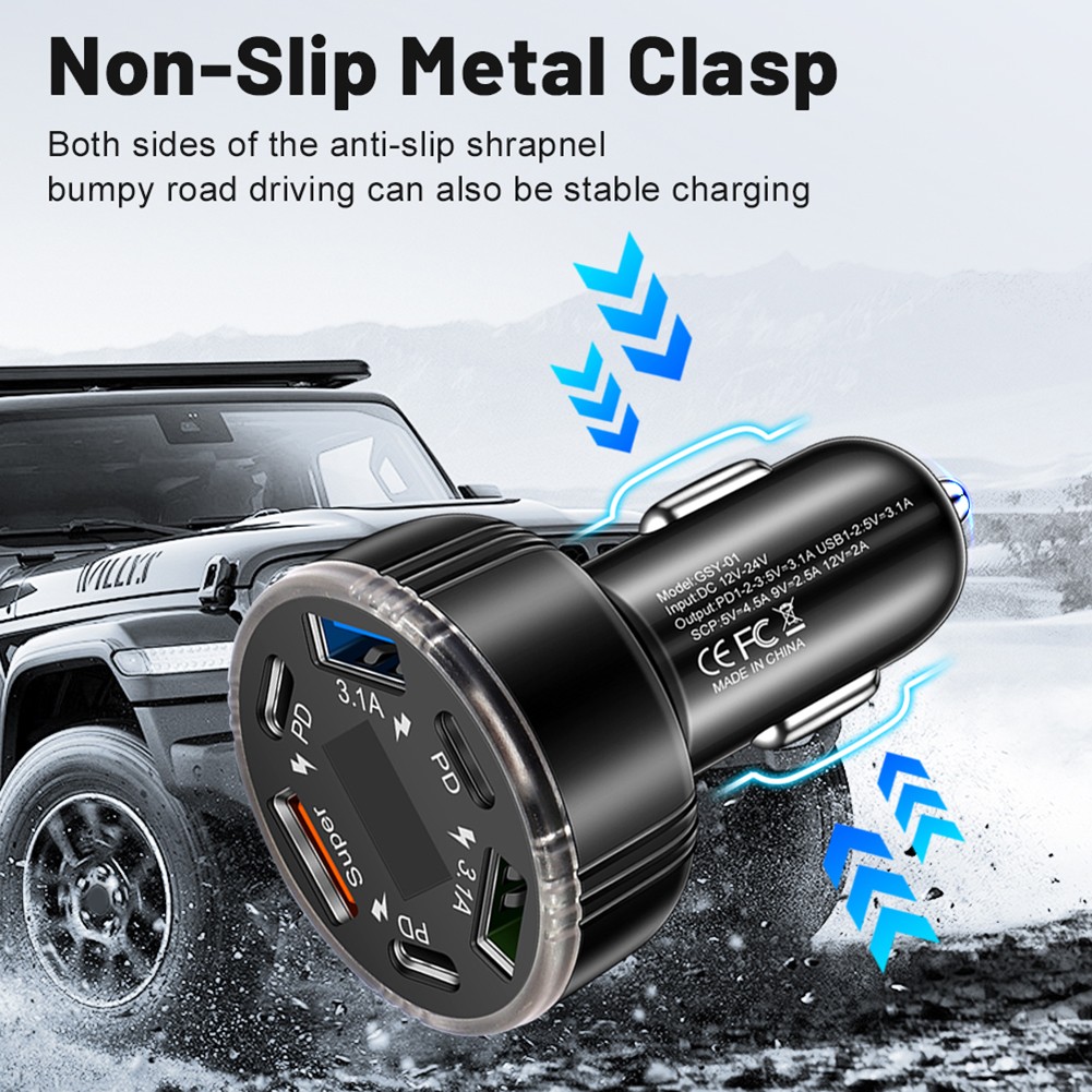 Chargeur Voiture 6 Ports avec Charge Rapide Technologie PD pour Plusieurs Appare - Photo 32 sur 36
