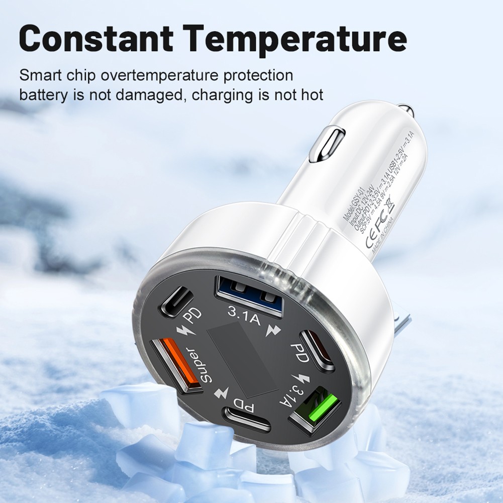 Chargeur Voiture PD Charge Rapide 6 Ports Adaptateur USB pour Smartphones et Tab - Photo 24 sur 36