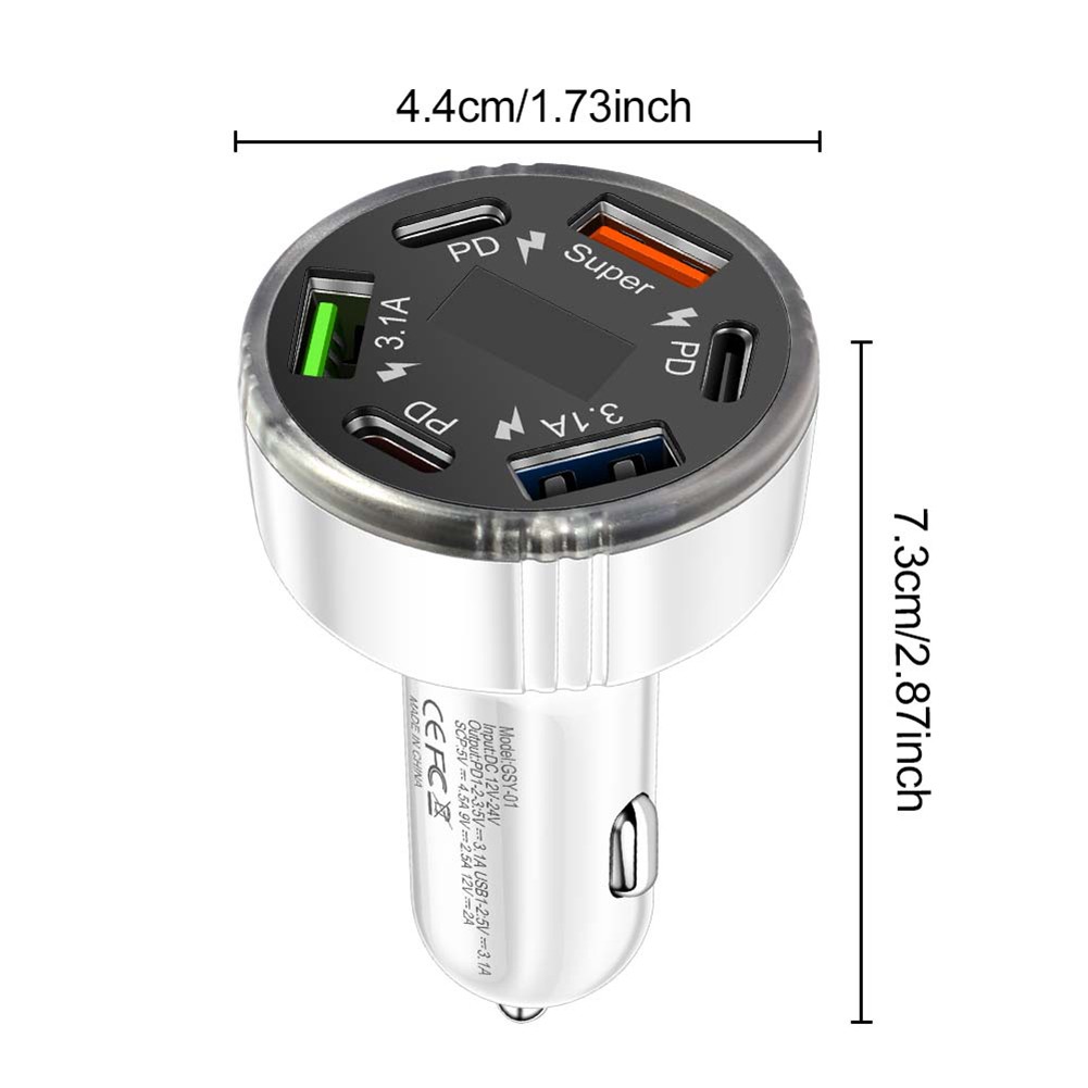 Chargeur Voiture PD Charge Rapide 6 Ports Adaptateur USB pour Smartphones et Tab - Photo 18 sur 36