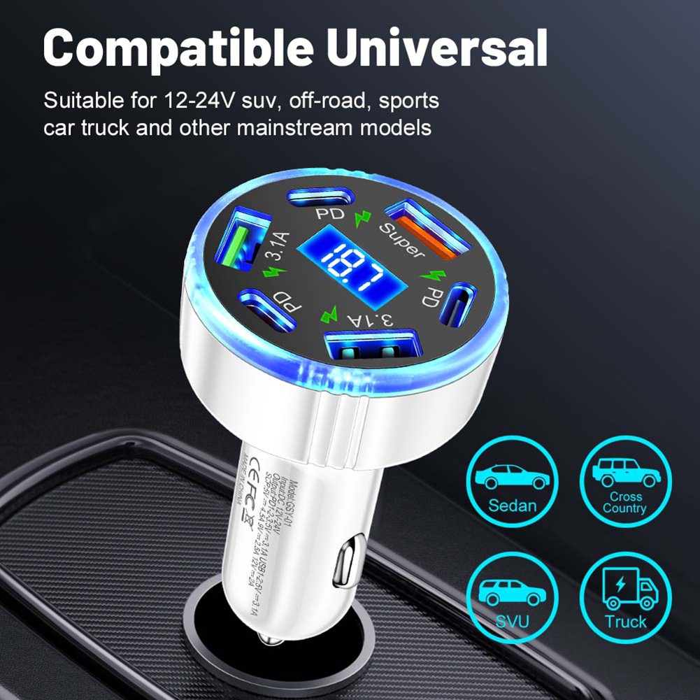 Chargeur Voiture PD Charge Rapide 6 Ports Adaptateur USB pour Smartphones et Tab - Photo 15 sur 36