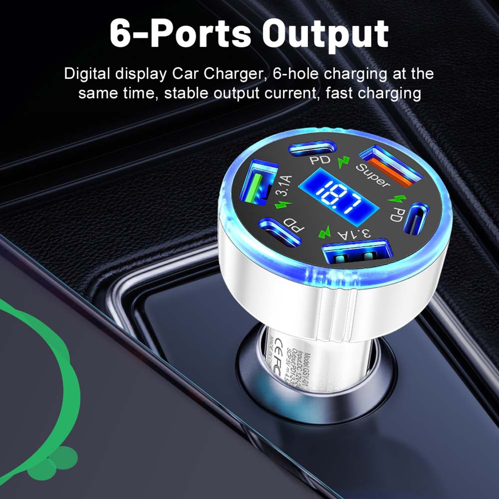 Chargeur Voiture PD Charge Rapide 6 Ports Adaptateur USB pour Smartphones et Tab - Photo 23 sur 36