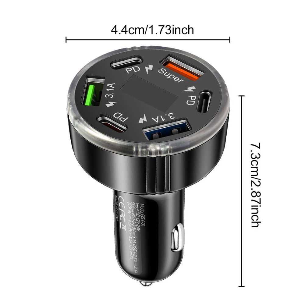 Chargeur Voiture PD Charge Rapide 6 Ports Adaptateur USB pour Smartphones et Tab - Photo 27 sur 36