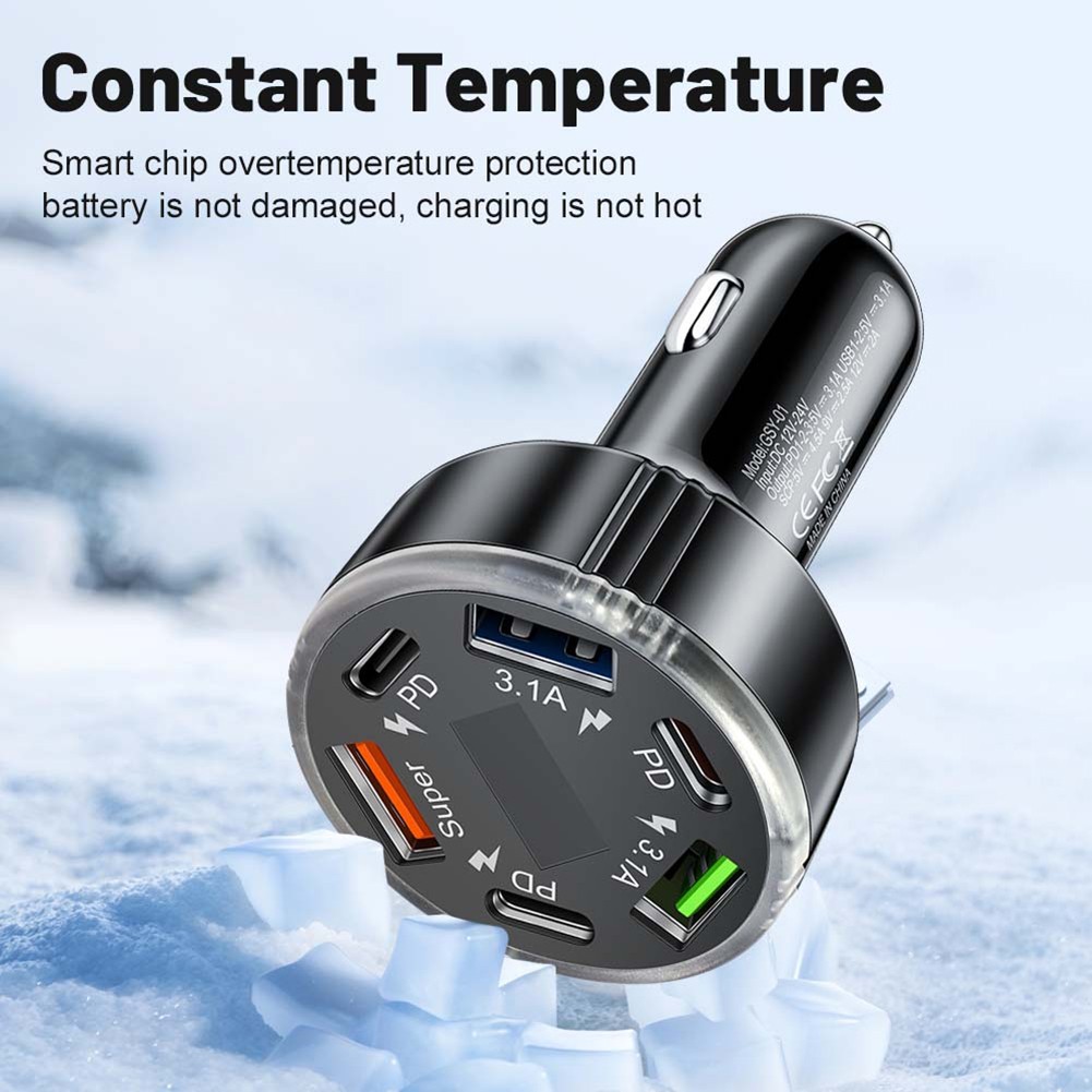 Chargeur Voiture PD Charge Rapide 6 Ports Adaptateur USB pour Smartphones et Tab - Photo 31 sur 36