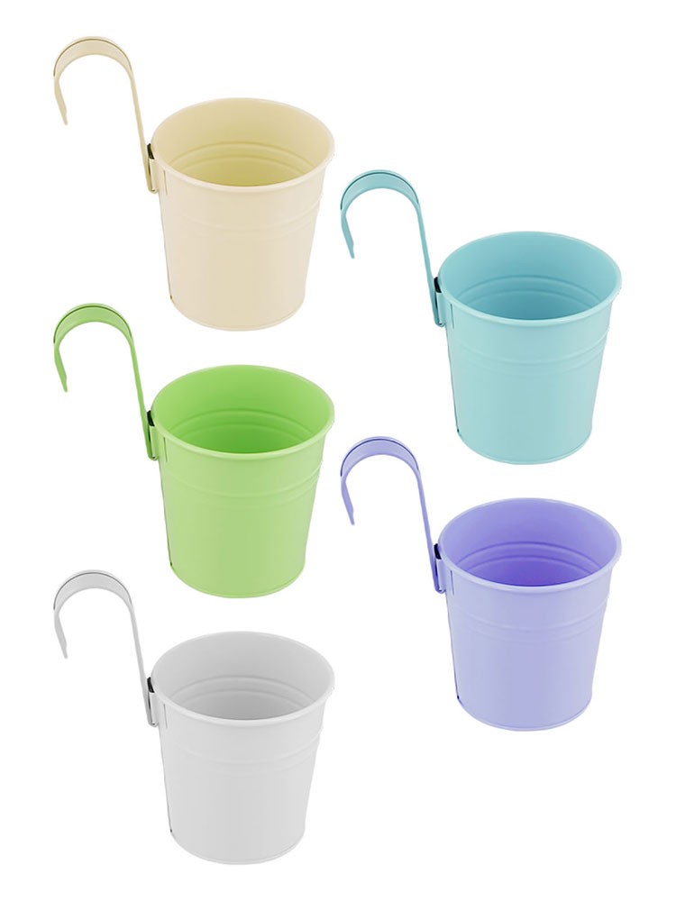 5pz Fioriere da Appendere in Metallo per Giardino Balcone con Ganci Estraibili - Foto 23 di 27