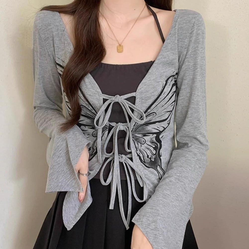 Fashionable Womens Long Sleeve Cardigan with Butterfly Motif for Daily Wear - Picture 16 of 24