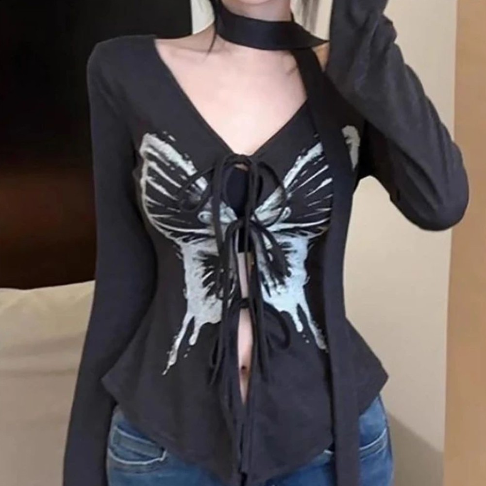 Fashionable Womens Long Sleeve Cardigan with Butterfly Motif for Daily Wear - Picture 19 of 24