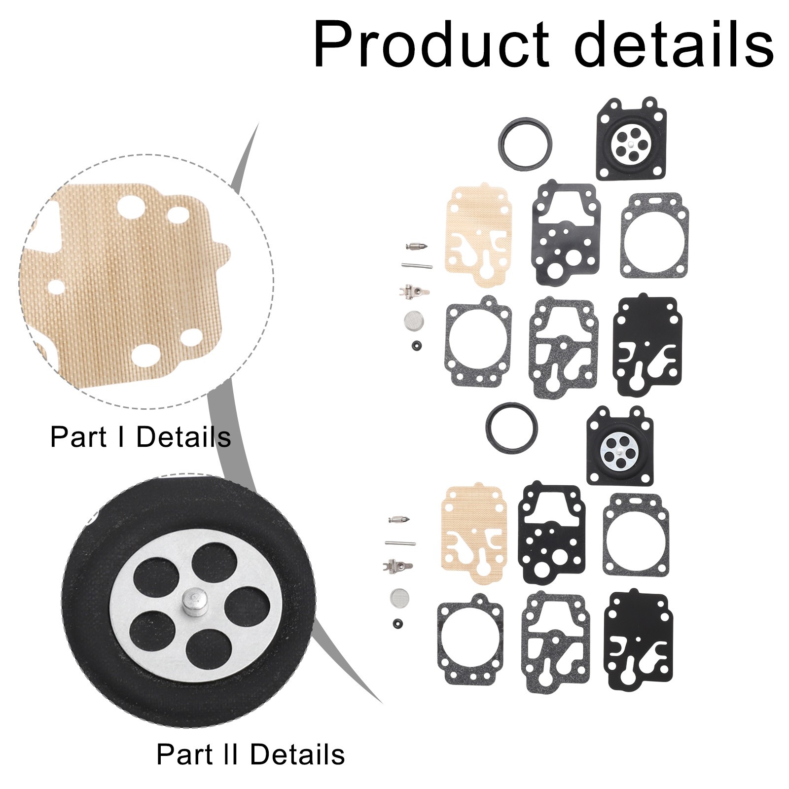 K20WYJ Compatible Carburetor Repair Kit 2 Sets with 13pcs Diaphragm Gasket Set - Picture 3 of 18