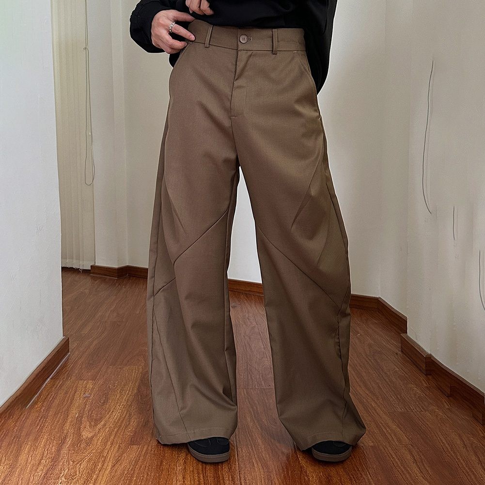Trendige drapierte plissierte Herrenhose mit weitem Bein für Freizeitoutfits - Bild 13 von 18