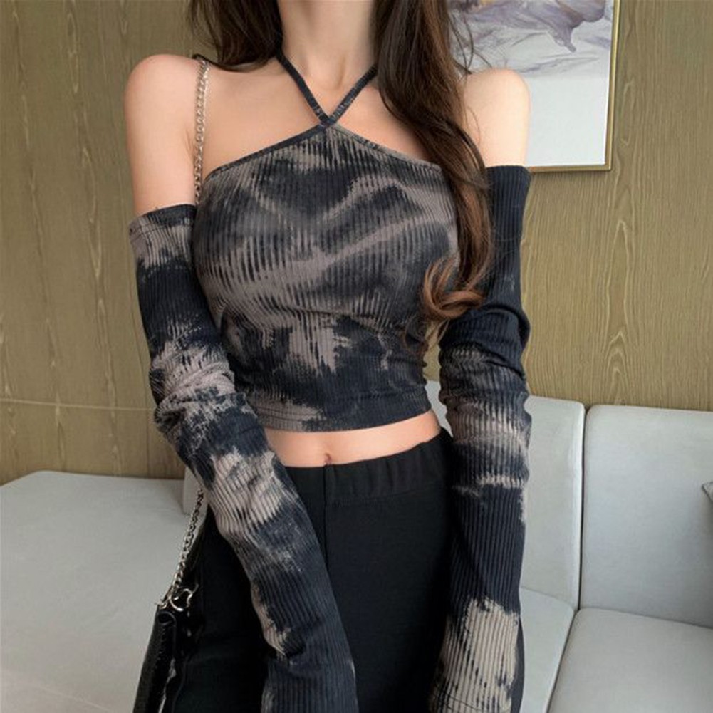 Women'S Casual Off Shoulder Tie Dye Short Sleeve T Shirt for Daily Wear - Picture 5 of 7