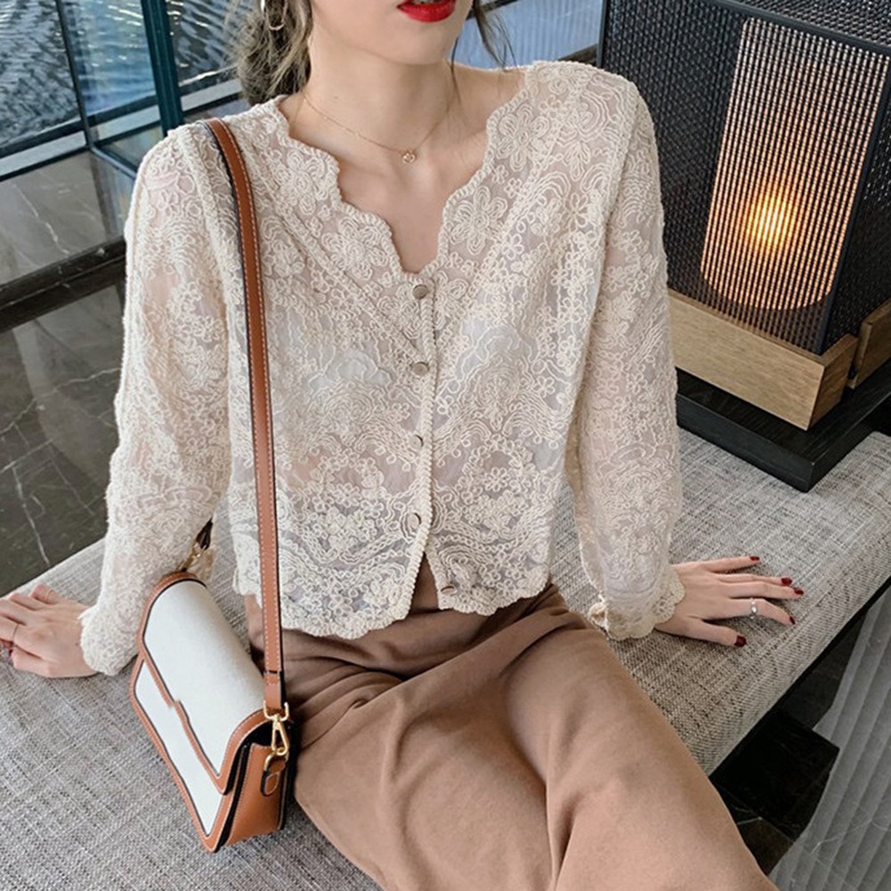 Essential Cotton Hollow Lace Cardigan Top for Stylish Female Wardrobes - Picture 16 of 16