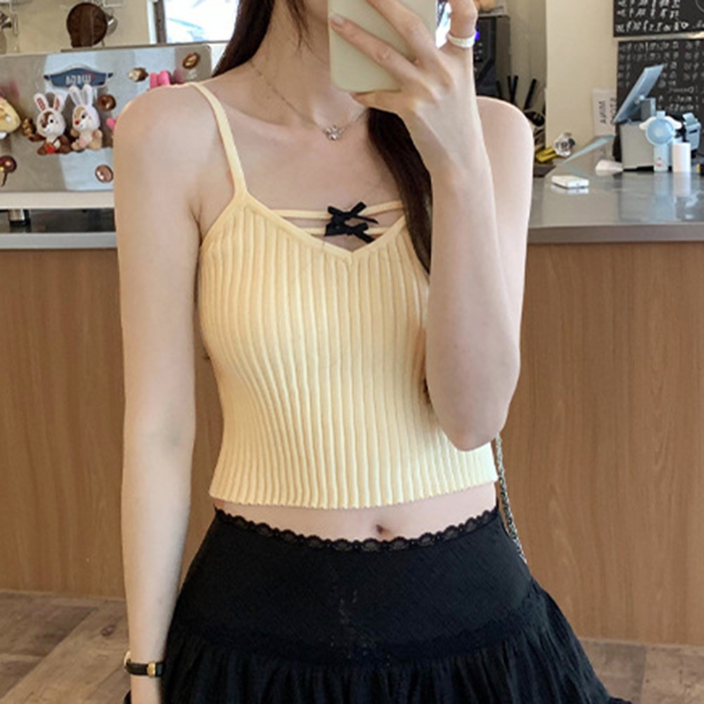 Retro Style Women's Casual Bow Camisole Vest Comfortable Fit for Everyday Use - Picture 27 of 27
