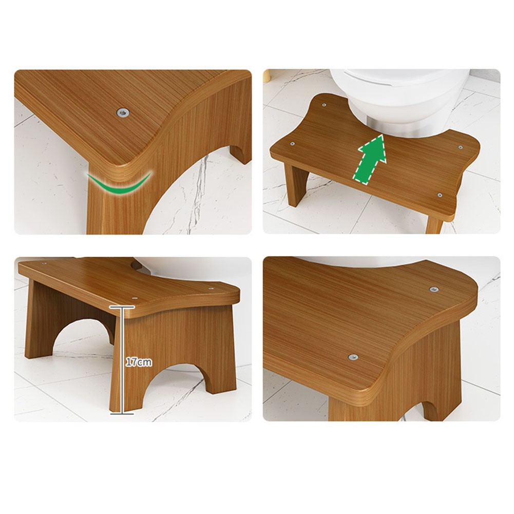 Space Saving Non Slip Wooden Toilet Stool Perfect for Bathroom For Comfort - Picture 15 of 29
