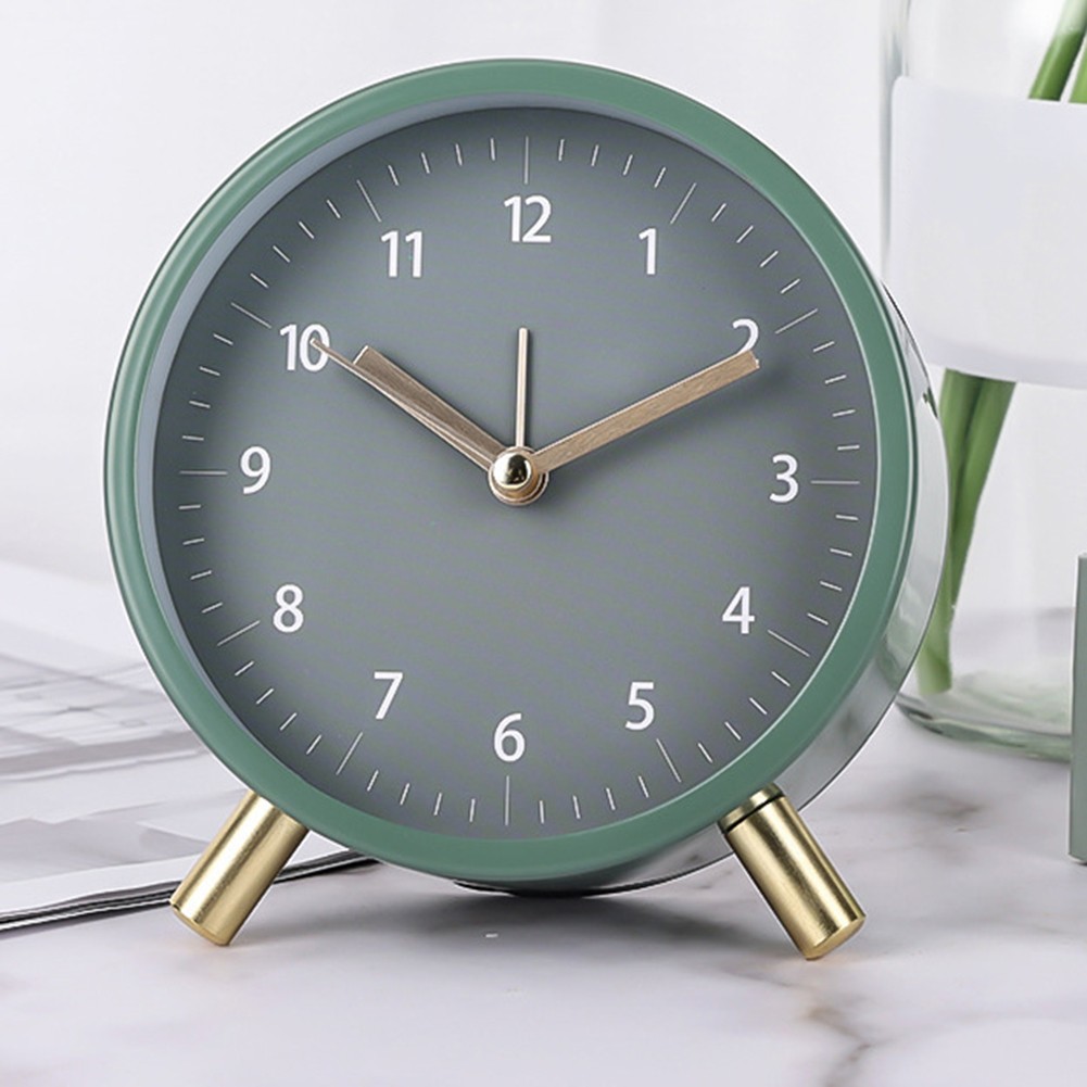 Compact Silent Night Light Alarm Clock with Metal Shell for Desk and Table Use
