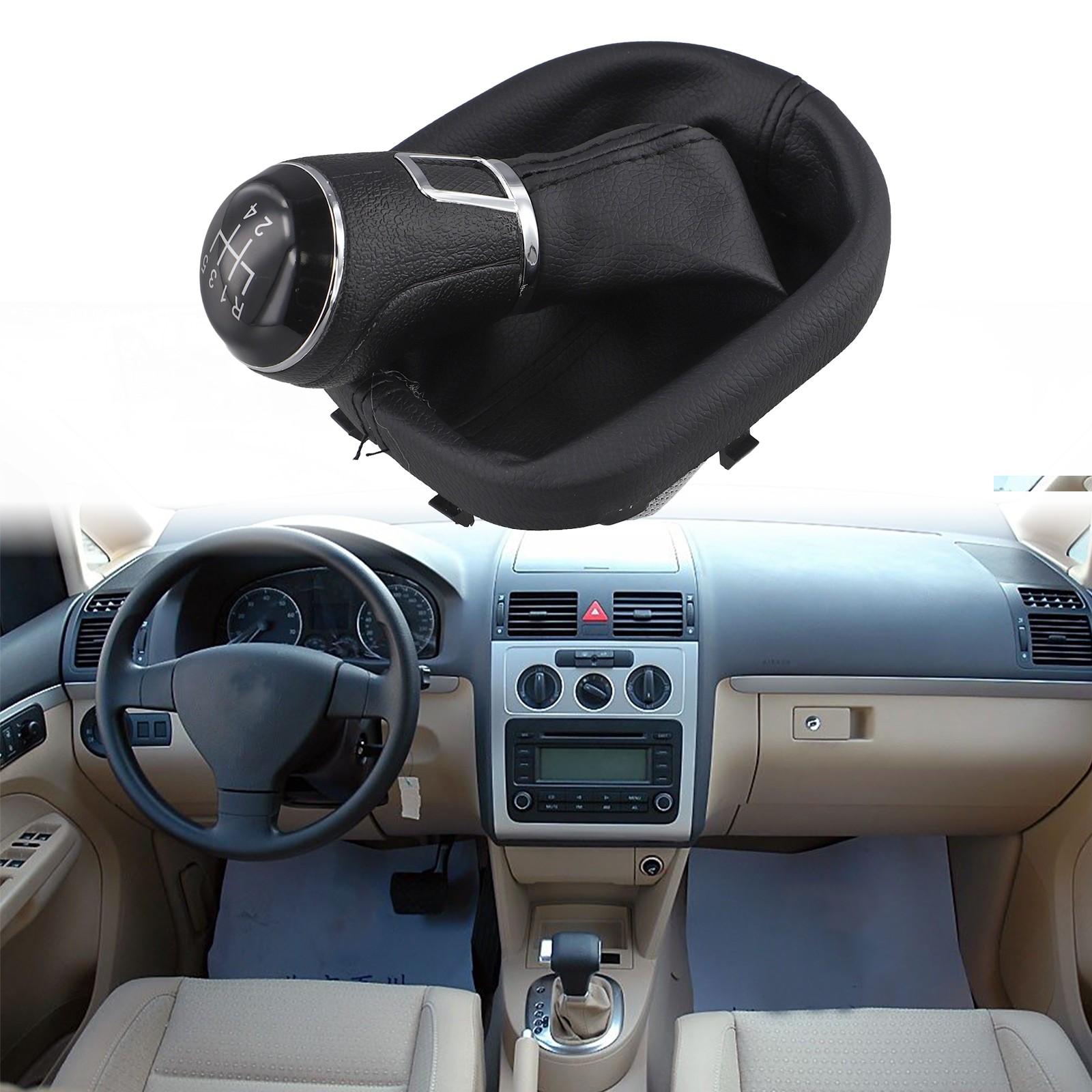 For Touran Compatible Black Shift Knob with Leather Boot for Manual 6 Speed - Picture 27 of 48