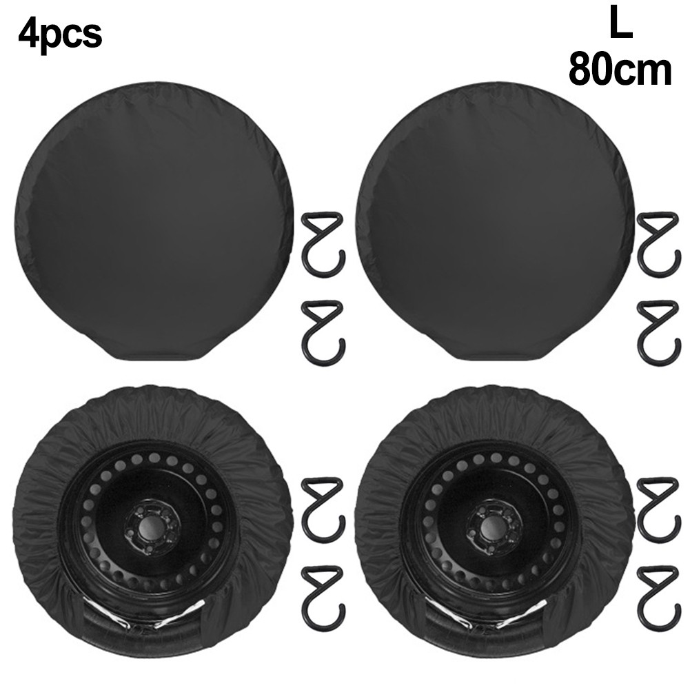 Effortless Maintenance 4Pcs Car Tire Covers with Strong Anti Wind Hooks - Picture 46 of 52