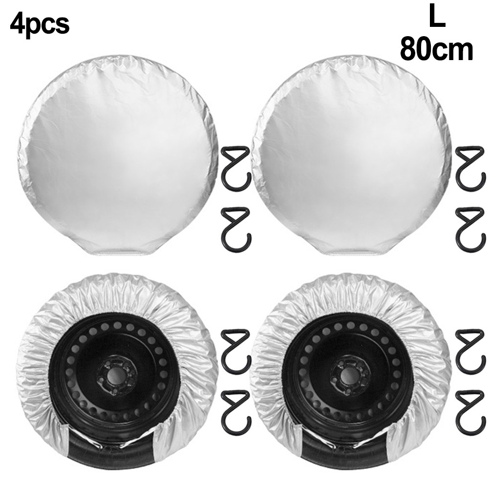 Effortless Maintenance 4Pcs Car Tire Covers with Strong Anti Wind Hooks - Picture 34 of 52