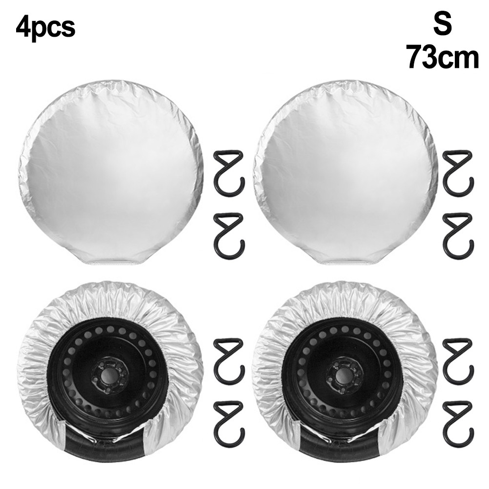 Effortless Maintenance 4Pcs Car Tire Covers with Strong Anti Wind Hooks - Picture 14 of 52