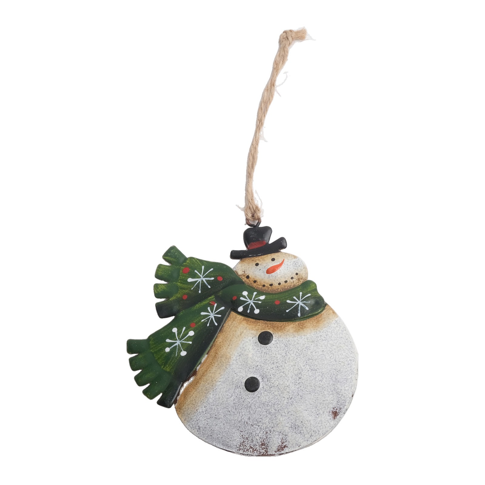 Metal Christmas Decoration Natural Rustic Finish Painted Snowman Shape - Picture 18 of 21