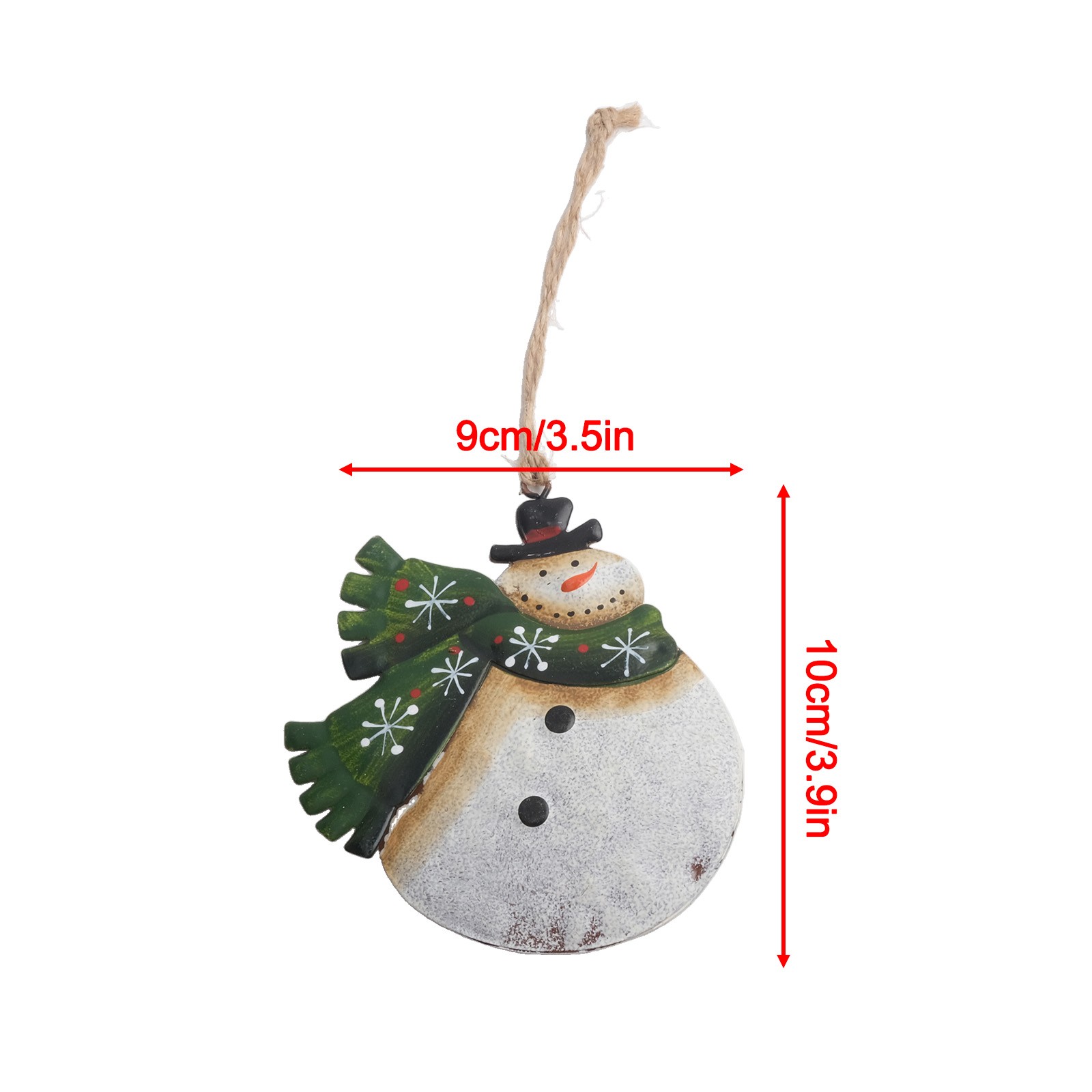 Metal Christmas Decoration Natural Rustic Finish Painted Snowman Shape - Picture 15 of 21