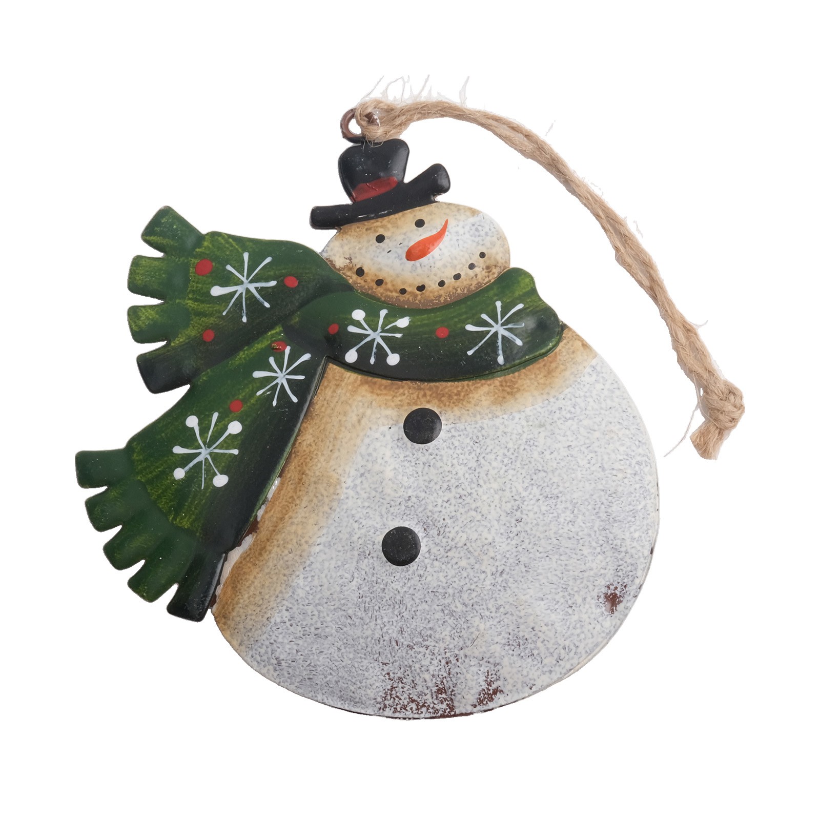 Metal Christmas Decoration Natural Rustic Finish Painted Snowman Shape - Picture 17 of 21