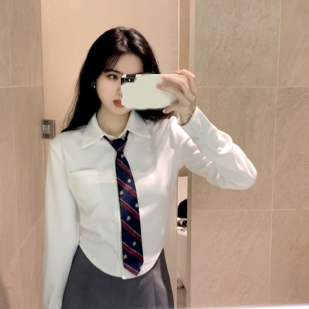 Tight Fitting Women's Cotton Work Shirt Suitable for Spring and Autumn - Picture 17 of 42