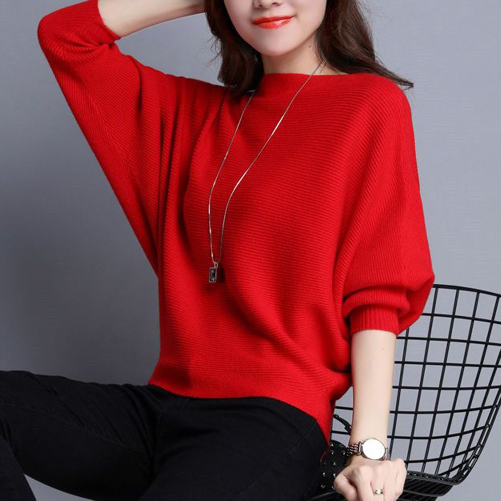Casual Womens Pullover T Shirt Batwing Sleeve Slant Collar Spring Fashion - Picture 14 of 31