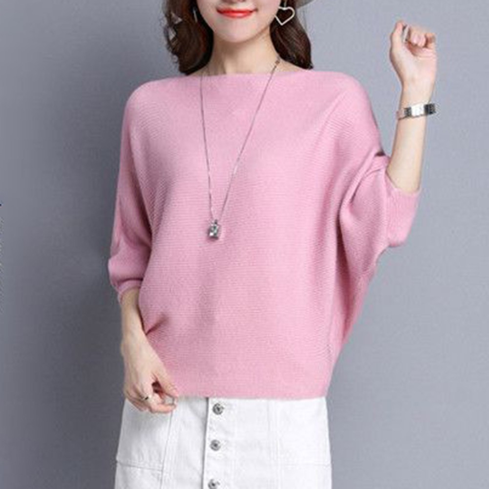 Casual Womens Pullover T Shirt Batwing Sleeve Slant Collar Spring Fashion - Picture 21 of 31