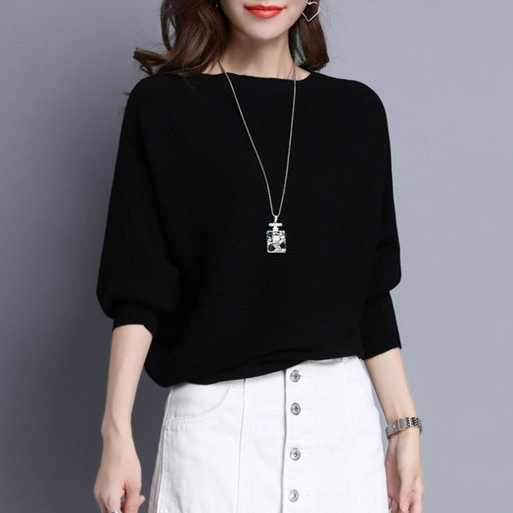 Casual Womens Pullover T Shirt Batwing Sleeve Slant Collar Spring Fashion - Picture 18 of 31