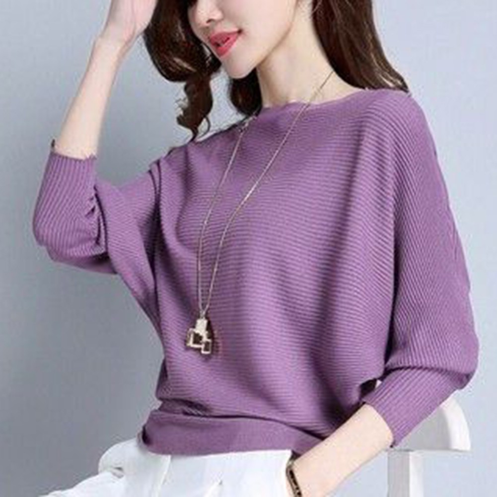 Casual Womens Pullover T Shirt Batwing Sleeve Slant Collar Spring Fashion - Picture 15 of 31