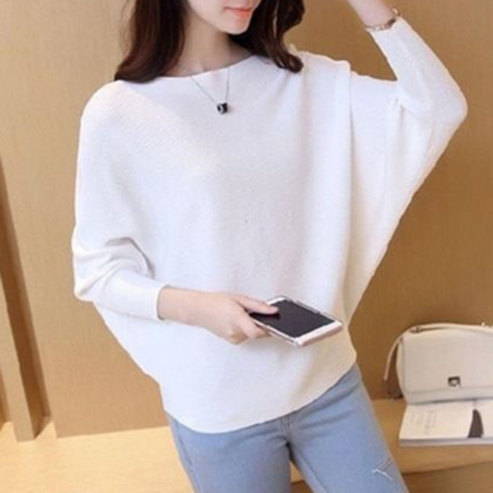 Casual Womens Pullover T Shirt Batwing Sleeve Slant Collar Spring Fashion - Picture 30 of 31