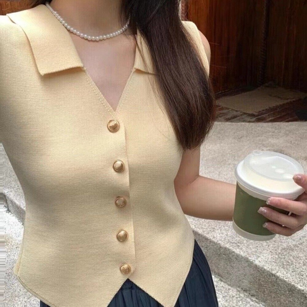 Womens Easy Going V Neck Slender Fit Sleeveless Knit Top Fashion Piece - Picture 20 of 24