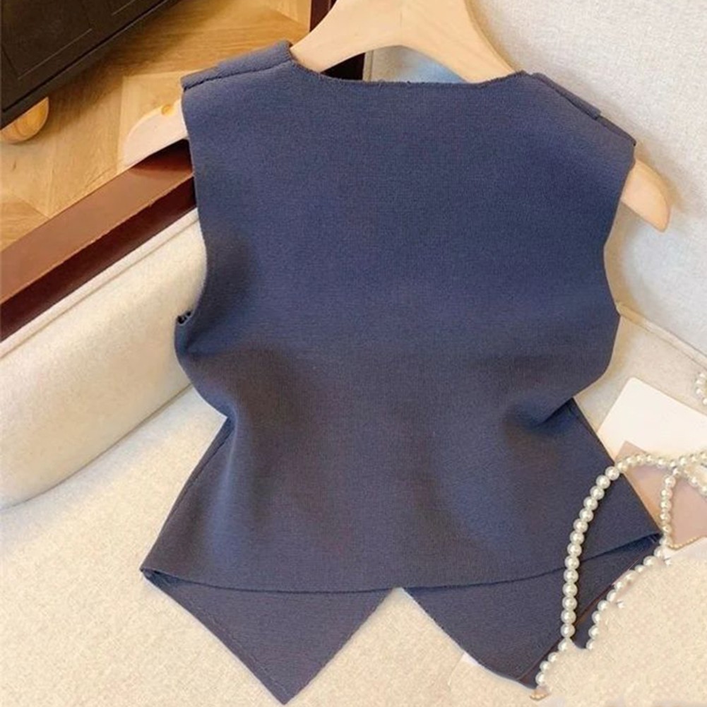 Womens Easy Going V Neck Slender Fit Sleeveless Knit Top Fashion Piece - Picture 23 of 24