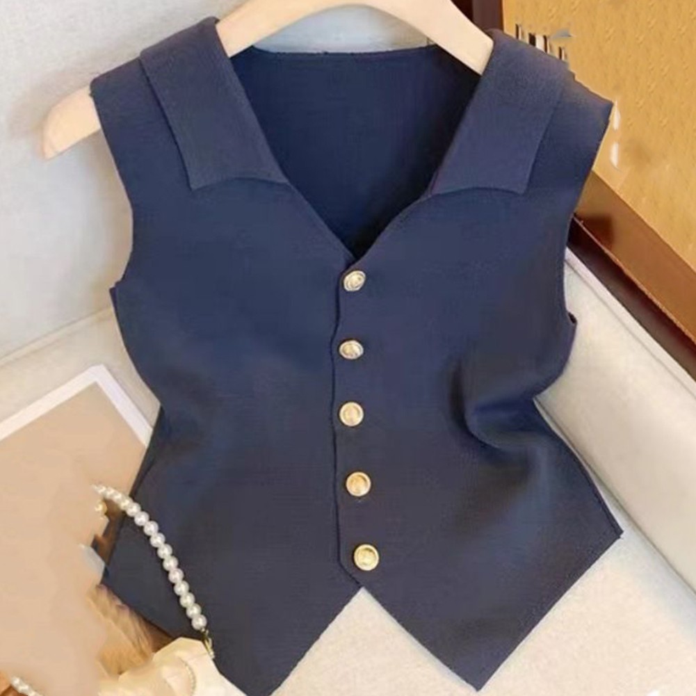 Womens Easy Going V Neck Slender Fit Sleeveless Knit Top Fashion Piece - Picture 22 of 24