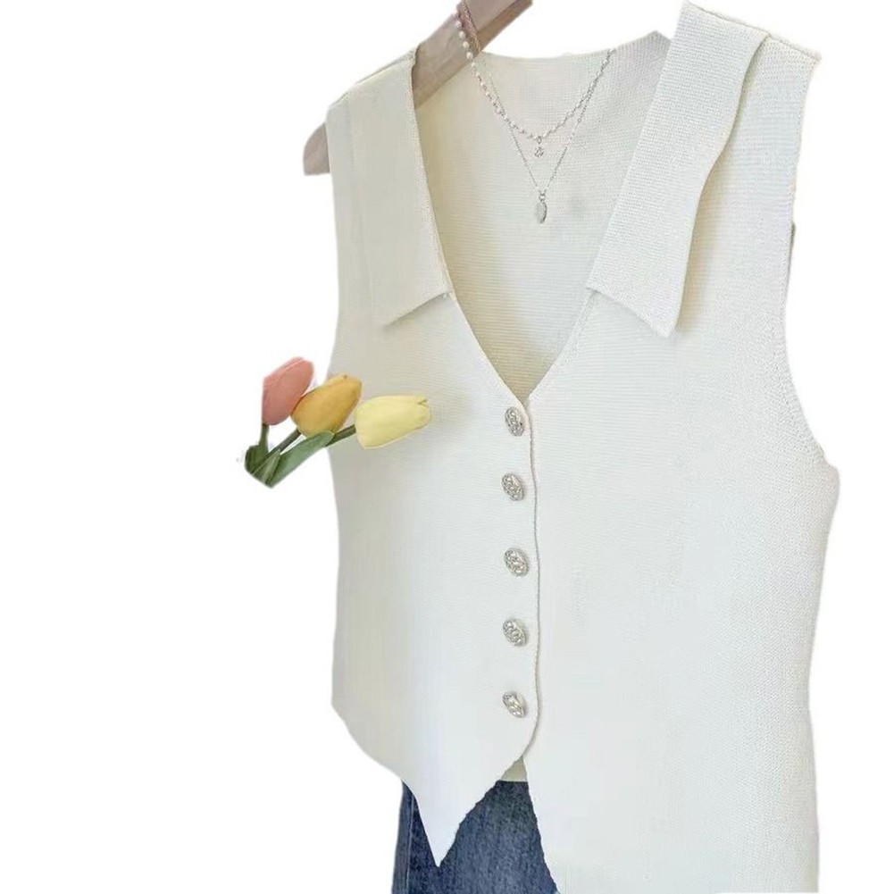 Womens Easy Going V Neck Slender Fit Sleeveless Knit Top Fashion Piece - Picture 15 of 24