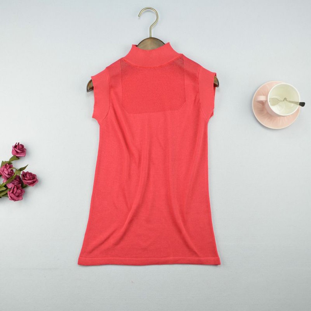 Womens Loose Fit Summer Vest with Turtleneck Design Perfect for Casual Wear - Picture 12 of 25