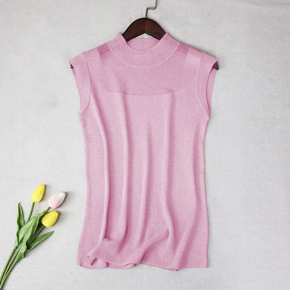 Womens Loose Fit Summer Vest with Turtleneck Design Perfect for Casual Wear - Picture 24 of 25