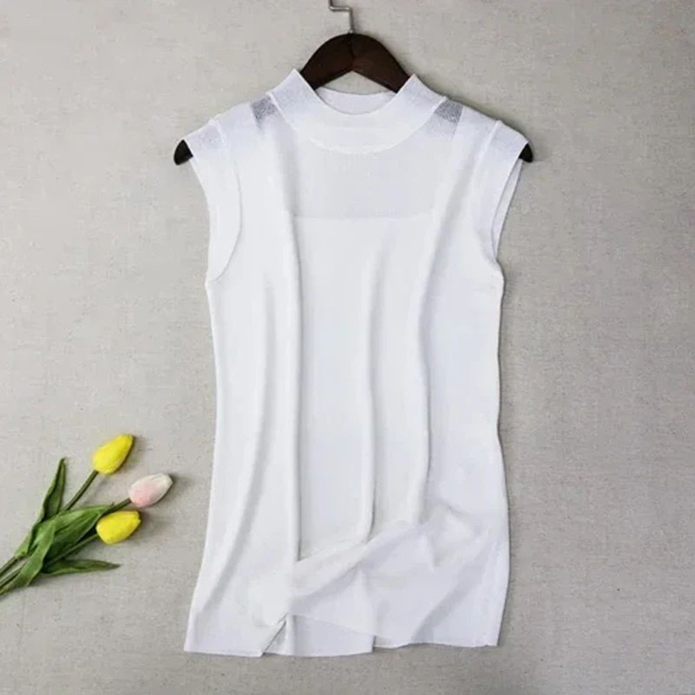 Womens Loose Fit Summer Vest with Turtleneck Design Perfect for Casual Wear - Picture 10 of 25