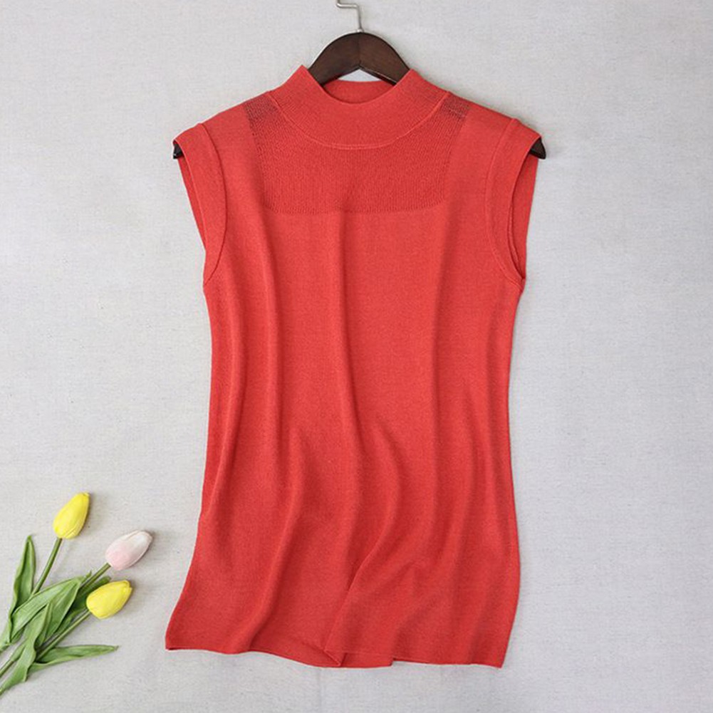 Womens Loose Fit Summer Vest with Turtleneck Design Perfect for Casual Wear - Picture 11 of 25