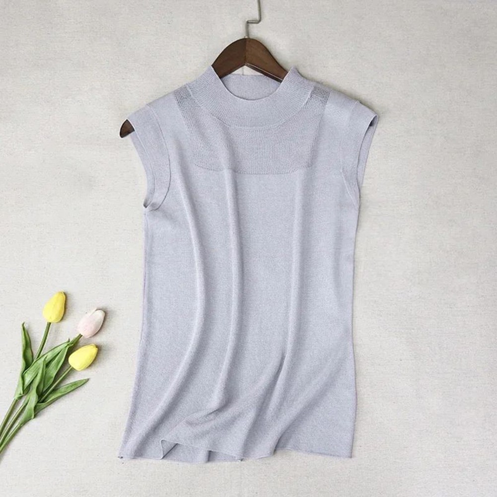 Womens Loose Fit Summer Vest with Turtleneck Design Perfect for Casual Wear - Picture 13 of 25
