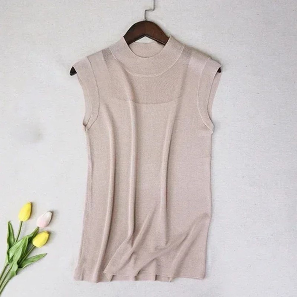 Womens Loose Fit Summer Vest with Turtleneck Design Perfect for Casual Wear - Picture 19 of 25