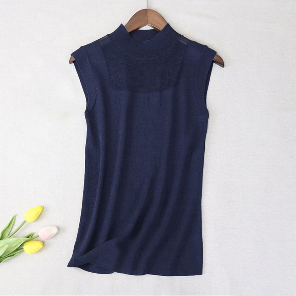 Womens Loose Fit Summer Vest with Turtleneck Design Perfect for Casual Wear - Picture 23 of 25