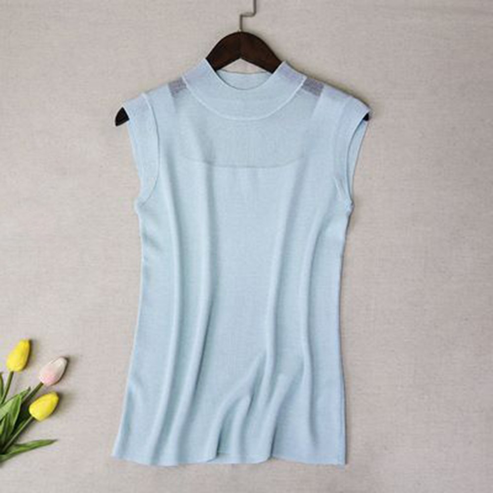 Womens Loose Fit Summer Vest with Turtleneck Design Perfect for Casual Wear - Picture 17 of 25