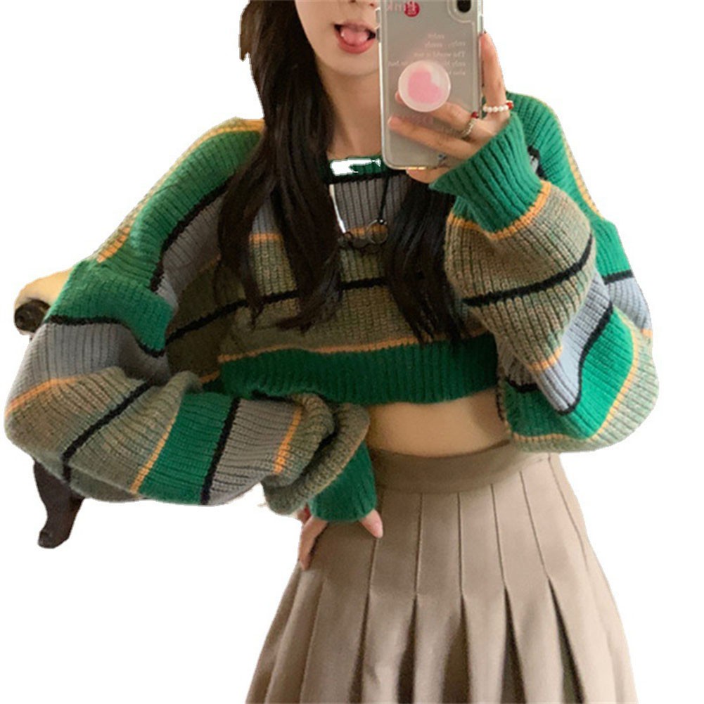 Lightweight Striped Crop Sweatshirt Designed for Casual Spring Outfits - Picture 18 of 22